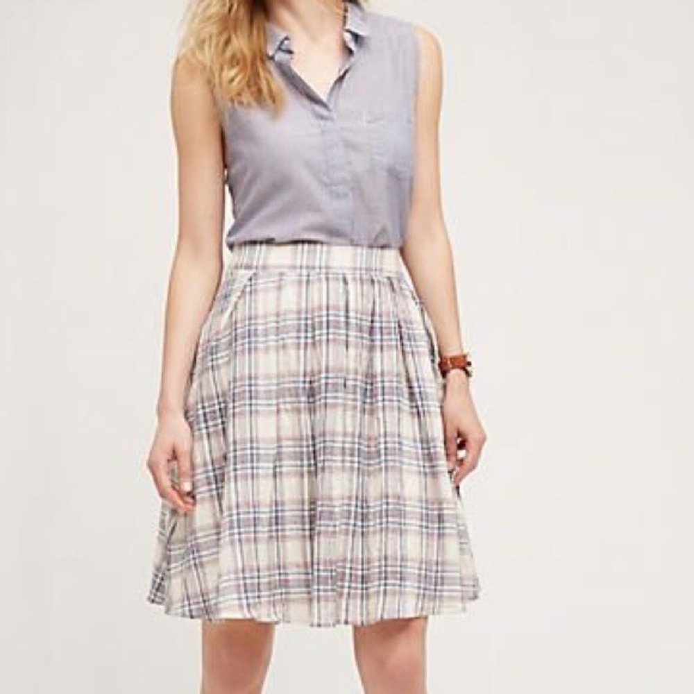 {Anthro} 11.1 Tylho Plaid Skirt